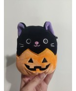 Squishmallows 2021 Halloween Mini 4.5&quot; Autumn Black Cat in Pumpkin Plush - £13.66 GBP