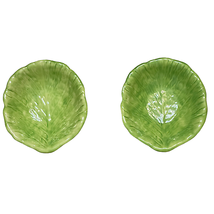 Vintage Holland Mold Ceramic Cabbage Bowls Set Of 2 Dishes Green 7&quot; X 6.25&quot; - £22.15 GBP