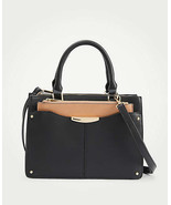 New Ann Taylor Pochette Satchel Handbag Black Faux Leather 12&quot; x 8 1/2&quot; ... - £70.69 GBP