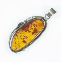Vintage Sterling Silver Amber and Calla Flower Pendant 13.3g - £227.58 GBP