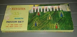 Vintage Holly-Lites 35 Miniature Blinking Indoor Light Set Original Box - £23.59 GBP