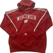 Adidas￼ Wisconsin Badgers Red Hoodie Sweatshirt NCAA Youth Medium - £15.79 GBP