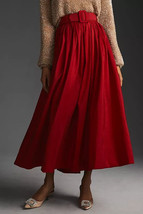 NWT Anthropologie Maeve Belted Maxi in Red Taffata A-line Ball Skirt 4 - £72.54 GBP