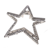 Hollow Silver Rhinestone Star Metallic Hair Claw Shark Clip 2.3&quot; New Acc... - $12.50