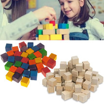 72 Wooden Craft Blocks Assorted Color Natural Cubes Hardwood Square Wood... - £14.38 GBP