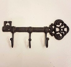 Cast Iron Skeleton Key Holder Three Hook Antique Rustic Primitive Style Replica - £15.51 GBP