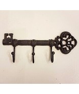 Cast Iron Skeleton Key Holder Three Hook Antique Rustic Primitive Style ... - £15.58 GBP