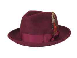 Men&#39;s Milani Wool Fedora Hat Soft Crushable Lined FD219 Burgundy - $49.99