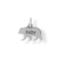 Oxidized Sterling Silver &quot;baby&quot; Bear Charm for Charm Bracelet or Necklace - £14.94 GBP