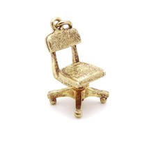 Vintage 14K Gold over Sterling Silver Mechanical Swivel Office Chair Charm - $35.00