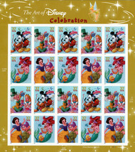 2005 37c The Art of Disney, Celebrations, Sheet of 20 Scott 3912-15 Mint F/VF NH - $12.24