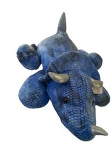 Hug Fun Triceratops Dinosaur 25 in Stuffed Animal Plush Blue Tie Dye Jurassic - £17.80 GBP