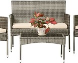 Grey Wicker/Khaki Cushions, 4 Piece Patio Furniture Set, Fdw Patio Conve... - $220.94