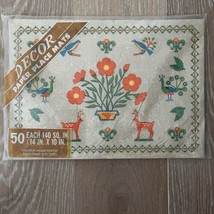 Vintage Wildlife Floral Theme Paper Placemats Set of 50 14&quot; x 10&quot; NEW - £27.05 GBP