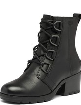 Sorel Cate Lace Up Ankle Black Leather Boots Waterproof, Sz 7, New! - £79.12 GBP