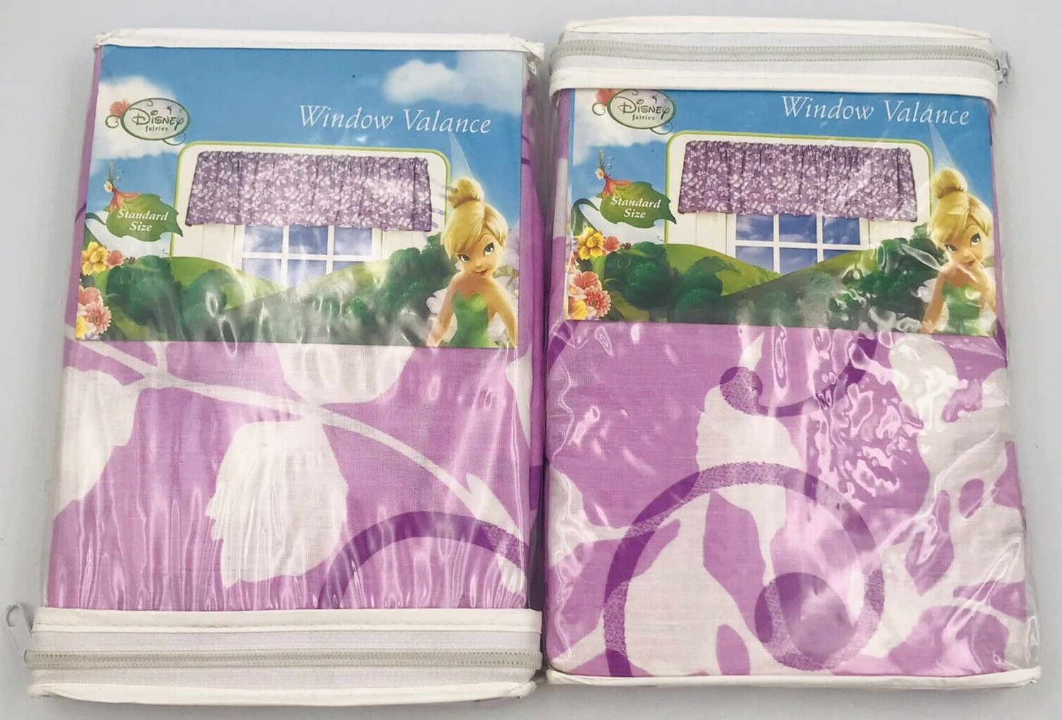 Primary image for Two (2) Disney Fairies Purple Floral Window Valance Standard Sz 84" x 15" New