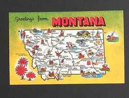 Montana State Map Large Letter Greetings Dexter Press c1960s UNP Postcard (b) - £3.73 GBP