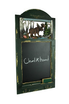 Rustic Wood Frame Country Moose Hanging Chalkboard with Hooks - £26.34 GBP