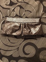 METALLIC SILVER STYLE &amp; Co EVENING CLUTCH SNAP CLOSURE BNWT Faux Snake - £15.86 GBP