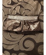 METALLIC SILVER STYLE &amp; Co EVENING CLUTCH SNAP CLOSURE BNWT Faux Snake - £15.58 GBP