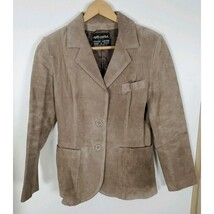 Vintage Split End Suede Leather Blazer Beige Tan Women&#39;s Size Medium M (#8) - $23.84 CAD