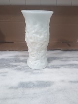 EO Brody Co Cleveland Ohio Milk Glass Vase 9.5&quot;, Vintage Textured Vase, USA Made - £11.62 GBP