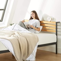 Solid Pine Wood Mellow Kasi Metal Platform Bed With Panel Headboard, Kaf). - £187.02 GBP