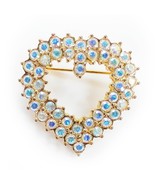 Kirks Folly Aurora Borealis Rhinestone Heart Gold Tone Pin Iridescent Lo... - €26,57 EUR
