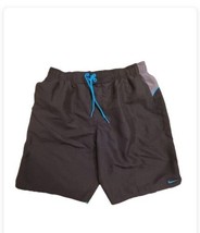 Nike Men&#39;s Black w/ Aqua Accents Drawstring Swim Bathing Suit Lined Shorts Sz L - £11.37 GBP