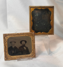 Antique 1800&#39;s Tintype Seated Cigar Smoking Gentleman And A Blank No Cases - £71.35 GBP