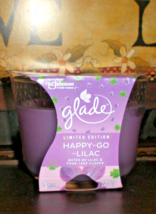 (1) Glade Happy Go Lilic Three Wick Candle Notes Of Lilac & Four Leaf Clover - $12.62