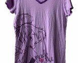 Disney Tinkerbell Womens Purple V Neck Sleep Shirt Short Sleeved - $9.18