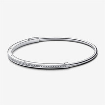 S925 Silver Signature I-D Pavé Bangle,Minimalist Bracelet,Gift for Her - $391.25 MXN