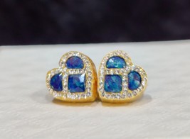 1.50Ct Simulated Diamond Sapphire Stud Earring 18k Solid Yellow Gold - £379.77 GBP