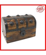 Handcrafted Wooden Treasure Chest Keepsake Box 6.5x4.5 - Rustic Piratica... - $776.60 MXN