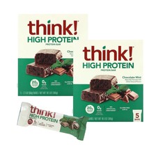 Lot of 2 Think! High Protein Bars Girl Scout Chocolate Thin Mint 5 Bar/P... - $588.65 MXN