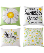 Green Daisy Decorative Pillow Covers 4 Pack, 18X18, Garden Style, Home a... - £22.96 GBP