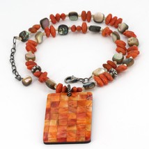 Retired Silpada Sterling Sponge Coral Mother of Pearl &amp; Abalone Necklace N1260 - £23.97 GBP