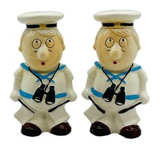 Vintage Sailors Signal Flags Pepper Shakers Blue White Japan Binoculars 5&quot; - £13.19 GBP