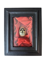 Vintage Hand-Painted Egg: Folk Art Deer &amp; Sun in Leather Display Case - $2,258.61 MXN