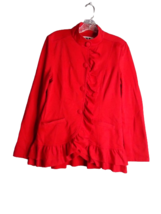 KUT from the Kloth Button Up Jacket Military Blazer Ruffles Womens Medium Red - £21.36 GBP