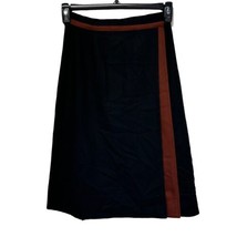vintage copley square black wool brown trim pencil Skirt Size XS - $34.64