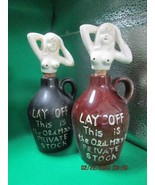 LAY OFF KENMAR JAPAN OLD MAN&#39;S PRIVATE STUFF WHISKEY LIGHT BROWN JARS 6.... - $44.55