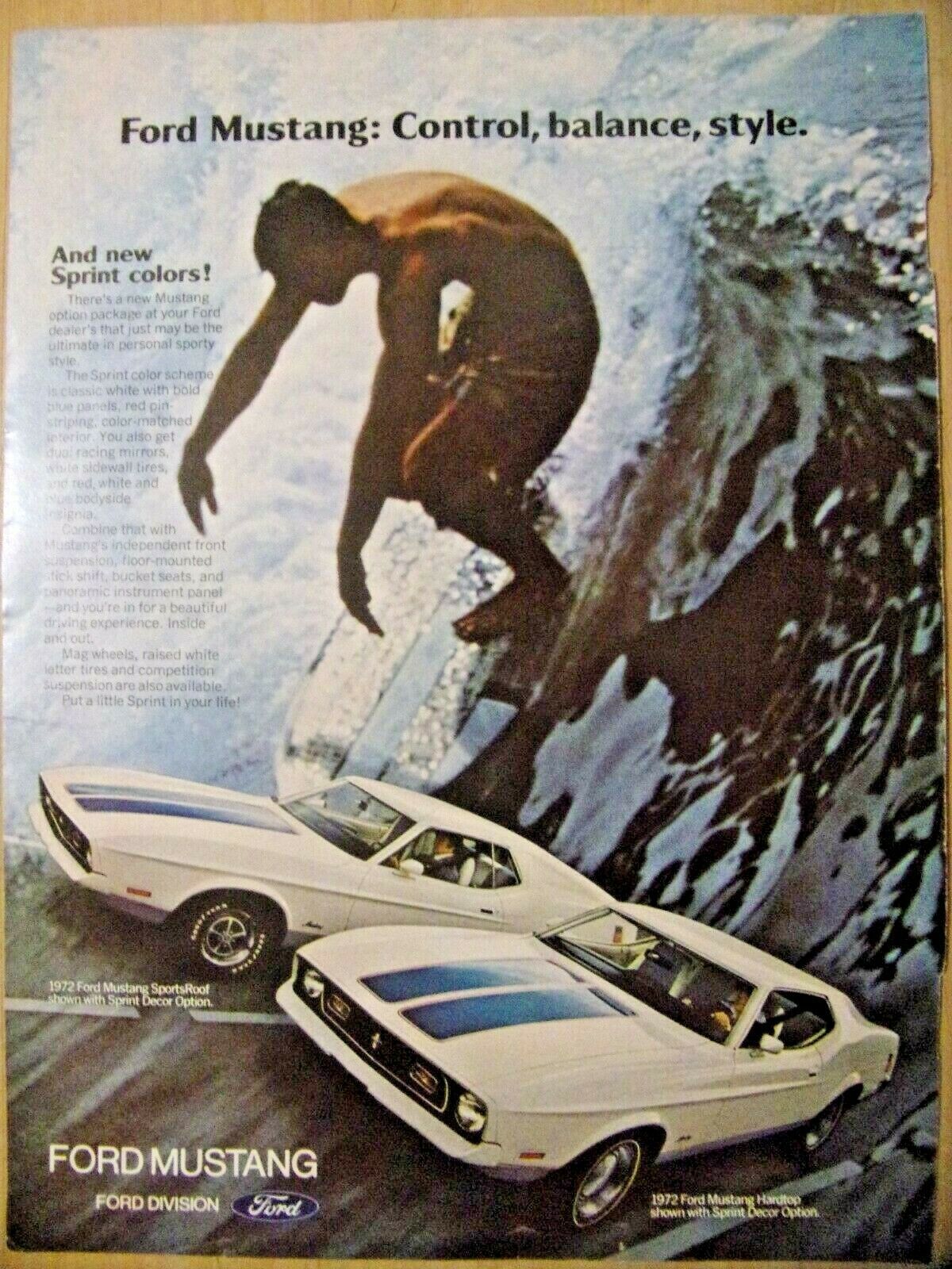 1972 Ford Mustang magazine ad - $2.97