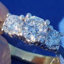 Earth mined Diamond Octagon cut Deco Engagement Ring Vintage Trilogy Solitaire 6 - $5,600.25
