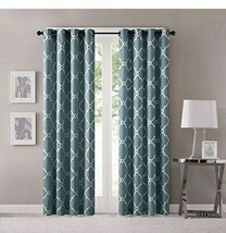 Madison Park Blue Pattern Curtain Panel, Saratoga Collection, 50 x 63, M... - £15.81 GBP