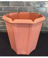 Vintage Rubbermaid Pink Octagon Scalloped Wicker Design Bathroom  Trash ... - $28.01