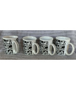 Set of 4 Disney Mickey Mouse All Over Faces of Mickey - Coffee Mug Cup B... - £39.73 GBP