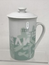 Vintage Starbucks Tea In Many Languages Ceramic Mug with Lid 1998 - $19.75