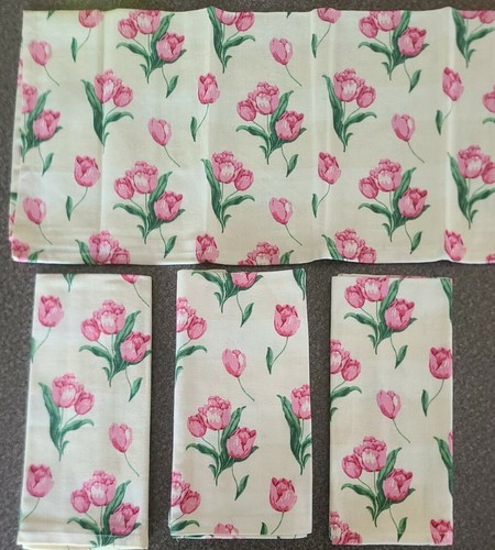 Homemade Set of Four (4) ~ 19" Square ~ Cotton Napkins ~ Multicolor Floral Print Item image 3